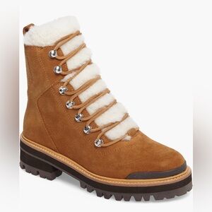 NWT Marc Fisher Shearling Tan Combat Boot Size 8.5